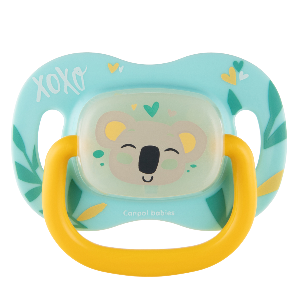 Fotografie CANPOL BABIES Dudlík silikonový symetrický Exotic animals 18m+ koala