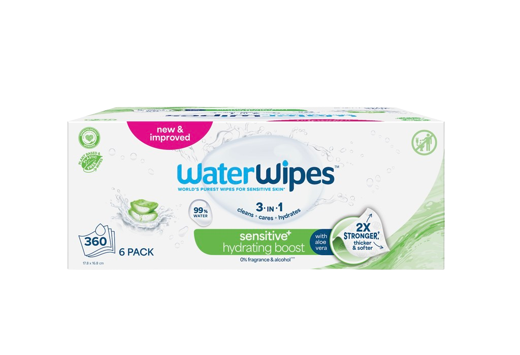 WATERWIPES Ubrousky vlhčené Hydrating clean bez obsahu plastů 6 x 60 ks