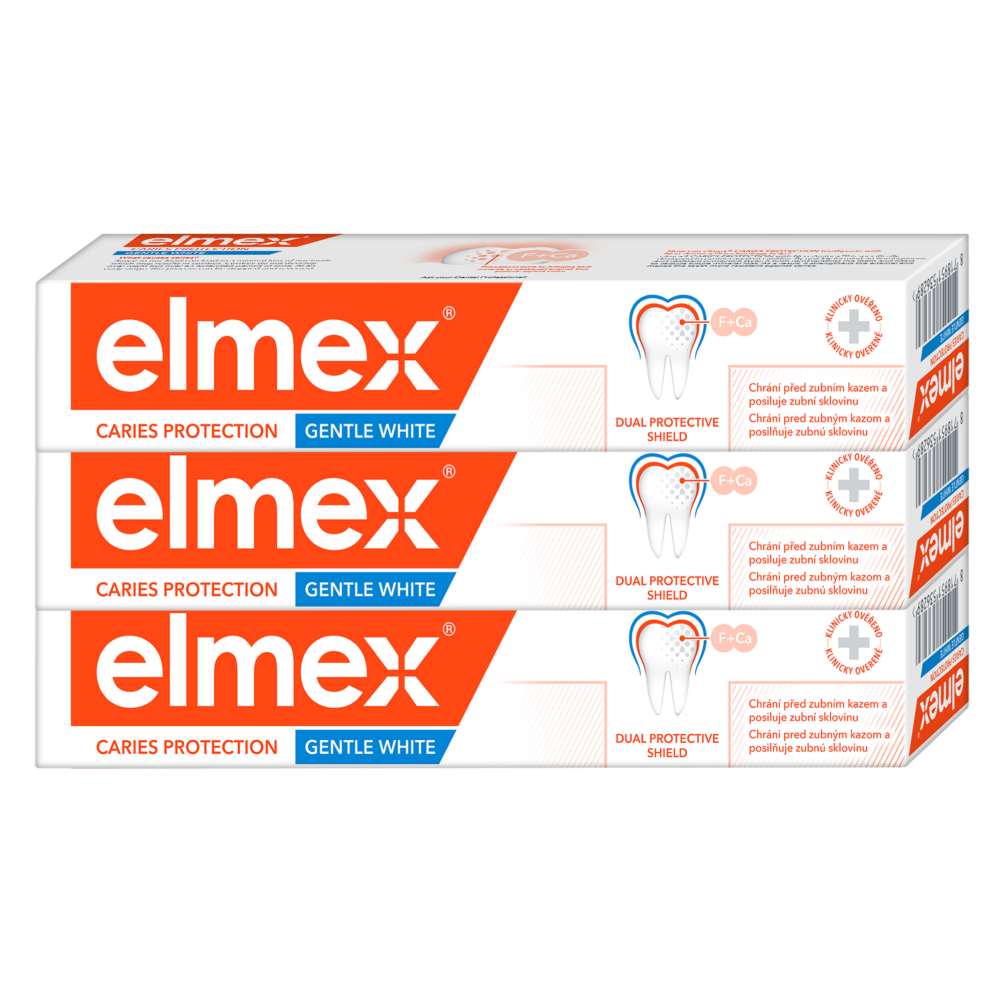 Elmex Caries Protection Gentle White zubní pasta proti zubnímu kazu triopack 3 x 75 ml