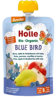 Holle Bio pyré Blue bird- Hruška, jablko a borůvky s vločkami 100 g