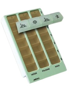 OBZOR Dávkovač Léků Set 02 Zelený + 04 Denní 2 ks