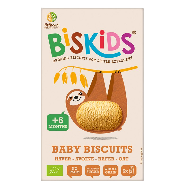 BELKORN BISkids BIO dětské celozrnné ovesné sušenky bez přidaného cukru 6M+ 120 g