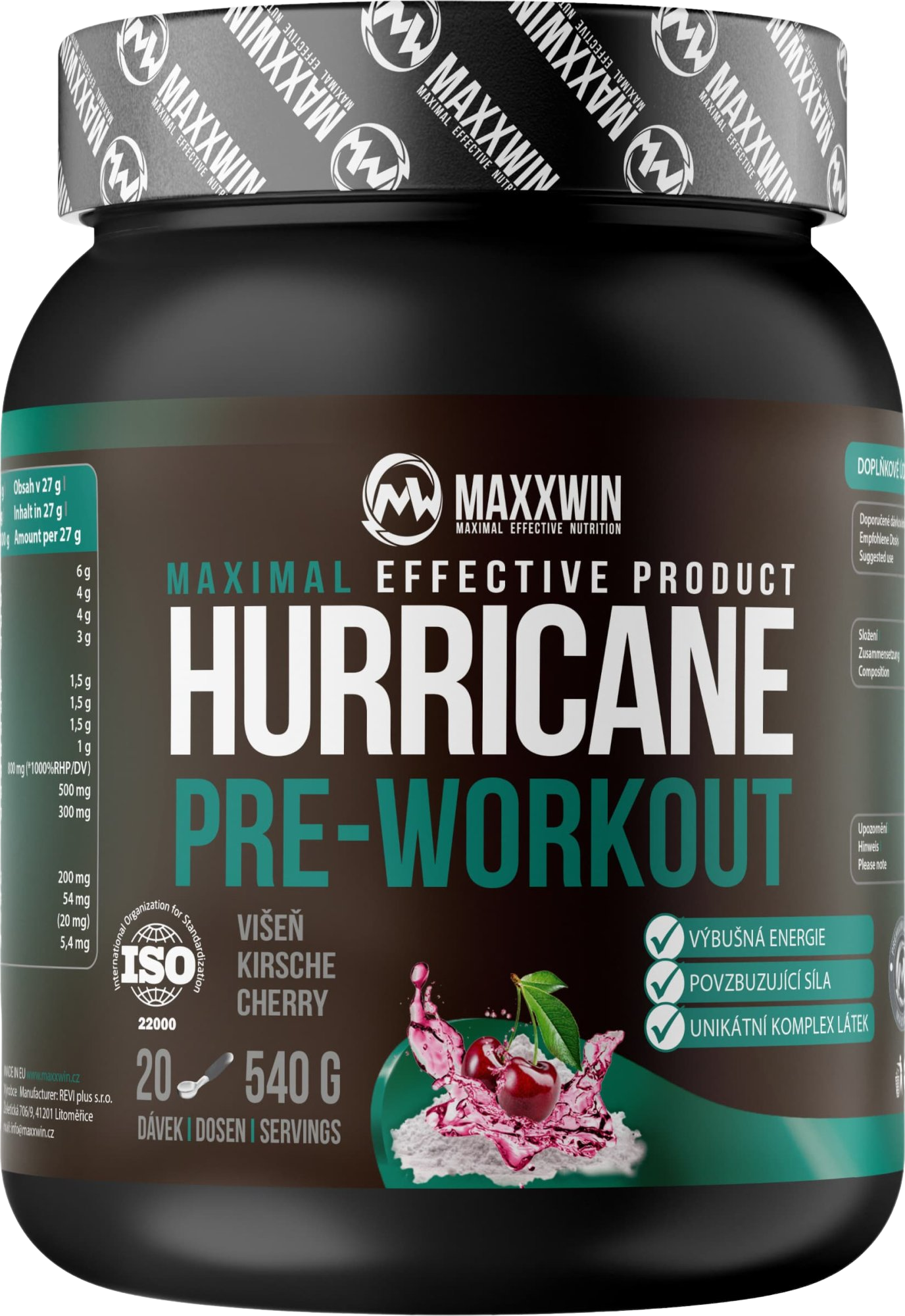 MAXXWIN Hurricane pre-workout višeň 540 g