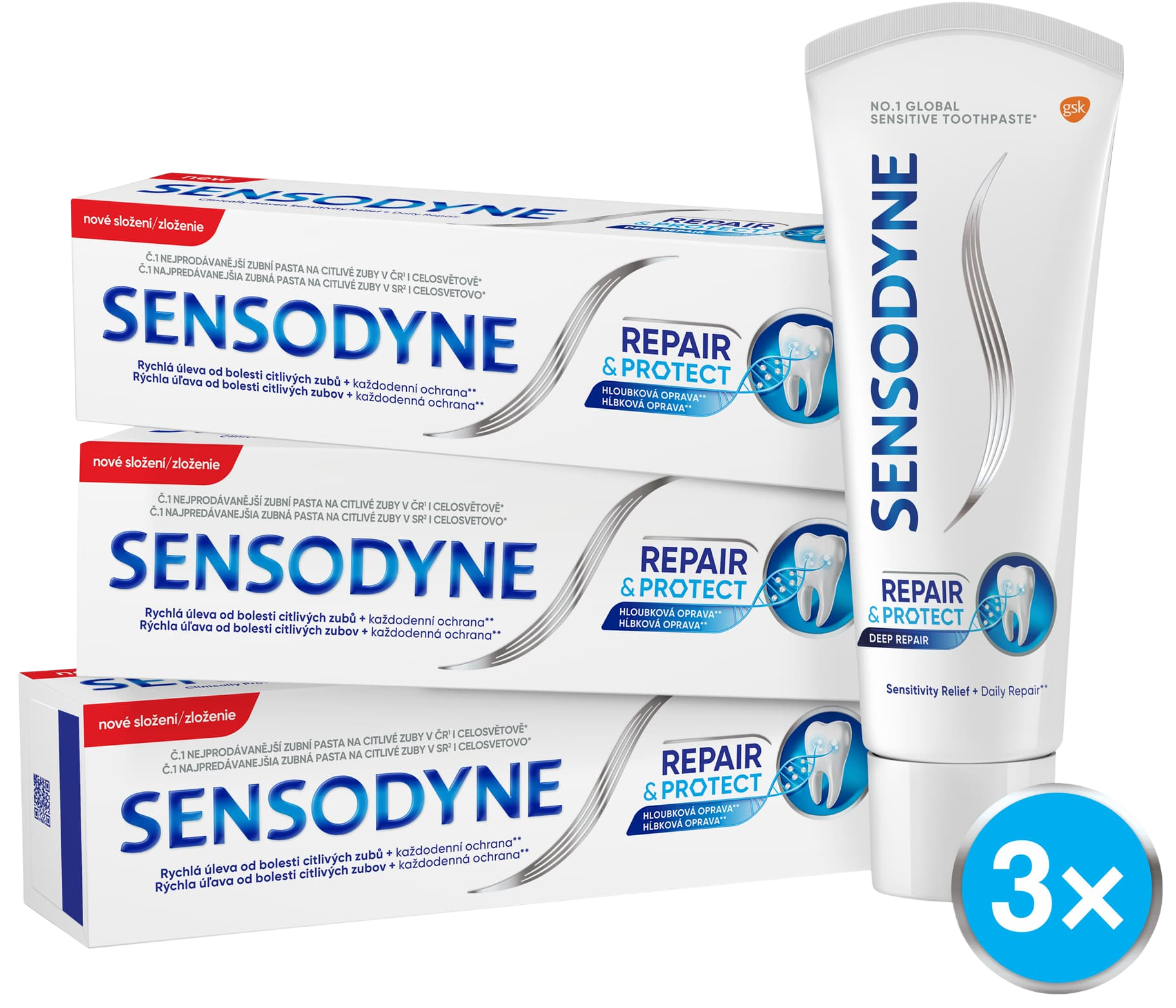 SENSODYNE Zubní pasta Repair & Protect 3 x 75 ml