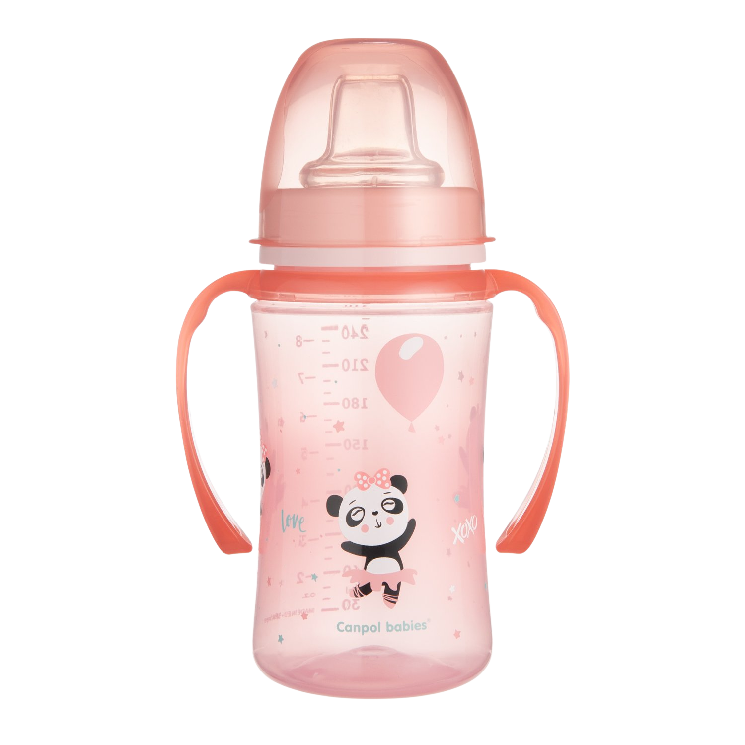 CANPOL BABIES Tréninkový hrníček Exotic Animals - růžový 240 ml