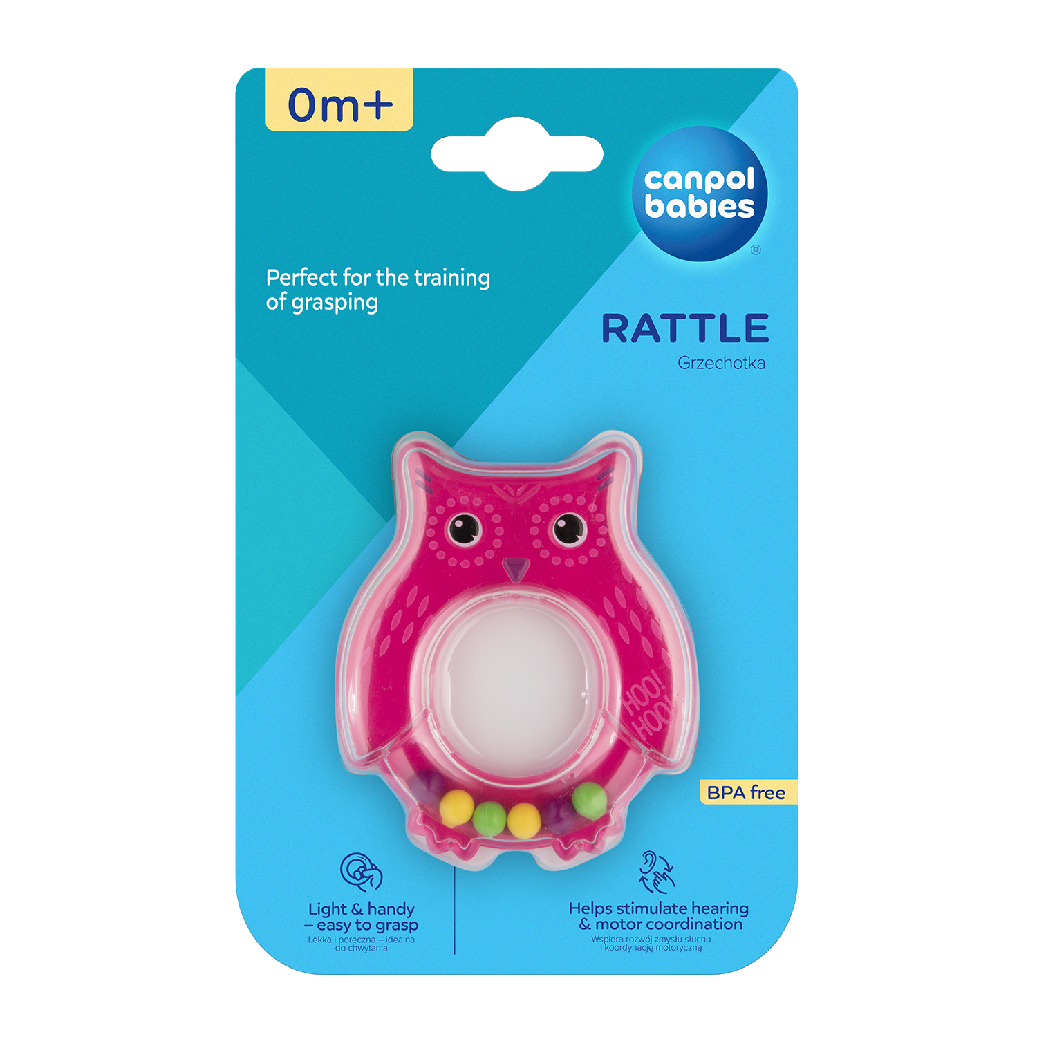 Canpol babies Chrastítko sova - růžové