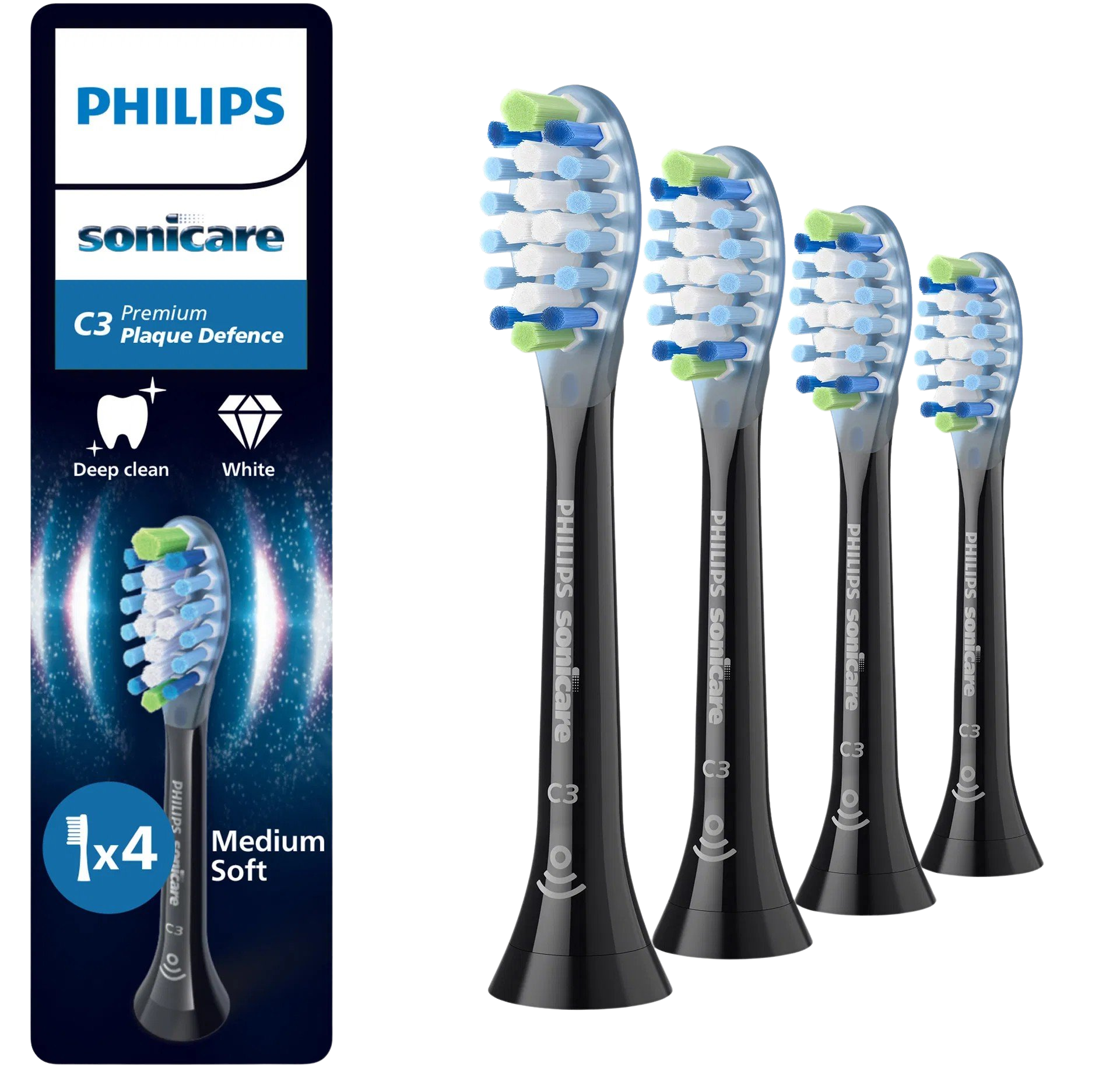 PHILIPS SONICARE C3 Premium Plaque Defence Standardní velikost kartáčku HX9044/33 4 ks