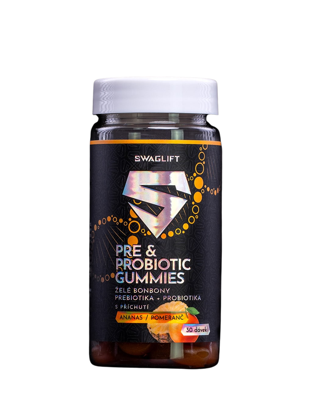 SWAGLIFT Pre & probiotic gummies s příchutí ananasu a pomeranče 60 ks