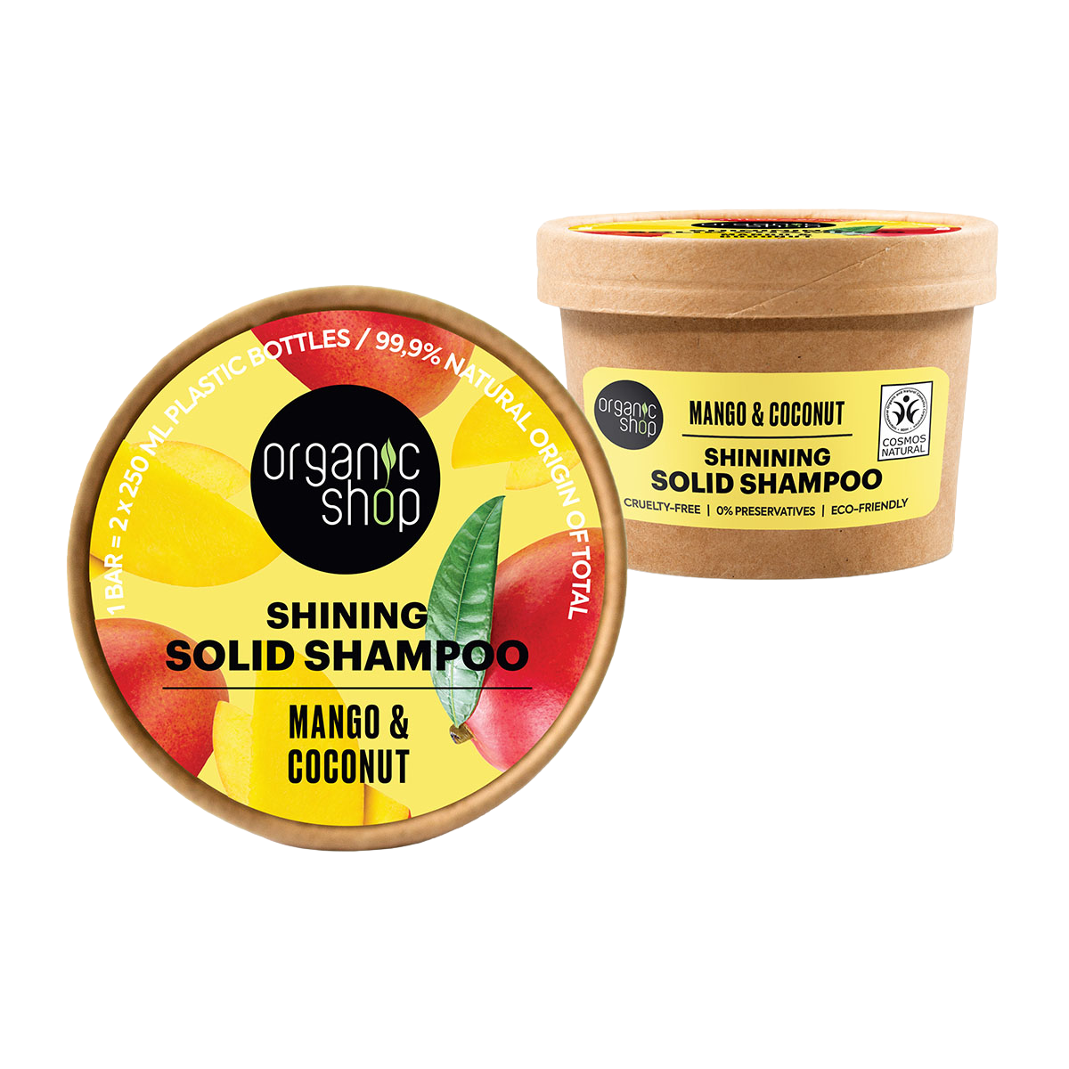 ORGANIC SHOP Tuhý šampon pro lesk vlasů Mango a kokos 60 g