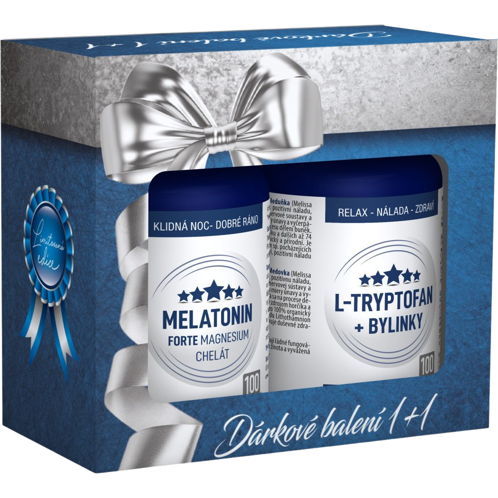 Clinical Melatonin Forte Magnesium chelátl + L-Tryptofan + bylinky dárkové balení 1+1, 2 x 100 tobolek