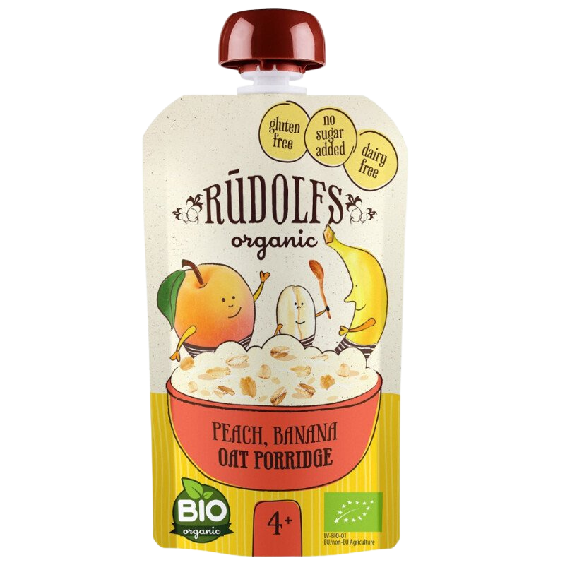 Rudolfs BIO kapsička Broskev, banán, celozrnná ovesná kaše 110 g