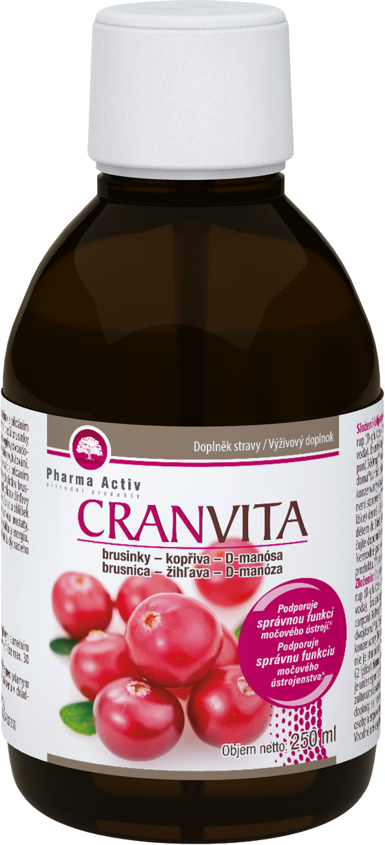 PHARMA ACTIV Cranvita brusinky-kopřiva-D-manósa 250 ml
