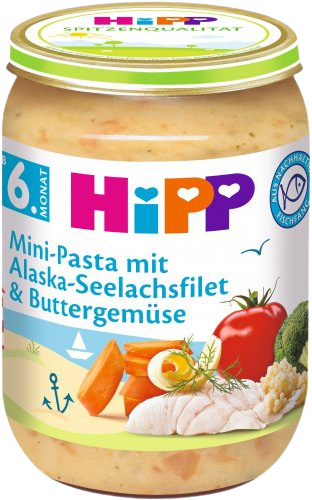 HiPP Těstoviny s treskou v máslové zelenině 190 g