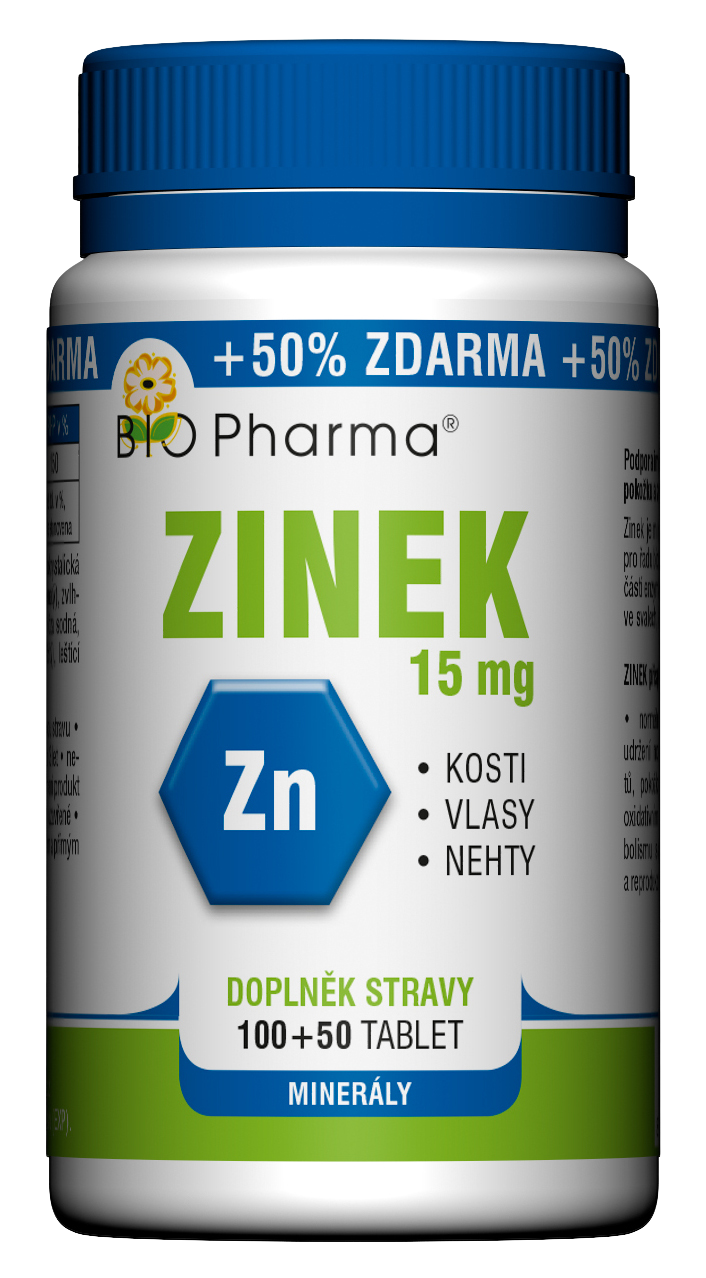 Bio Pharma Zinek 15 mg 150 tablet