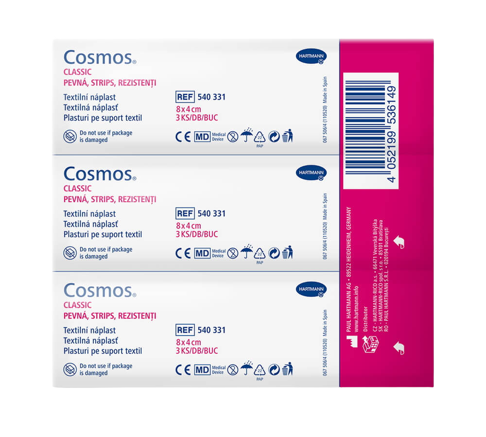 HARTMANN COSMOS náplasti Pevná strips 80x40mm/ 3 ks