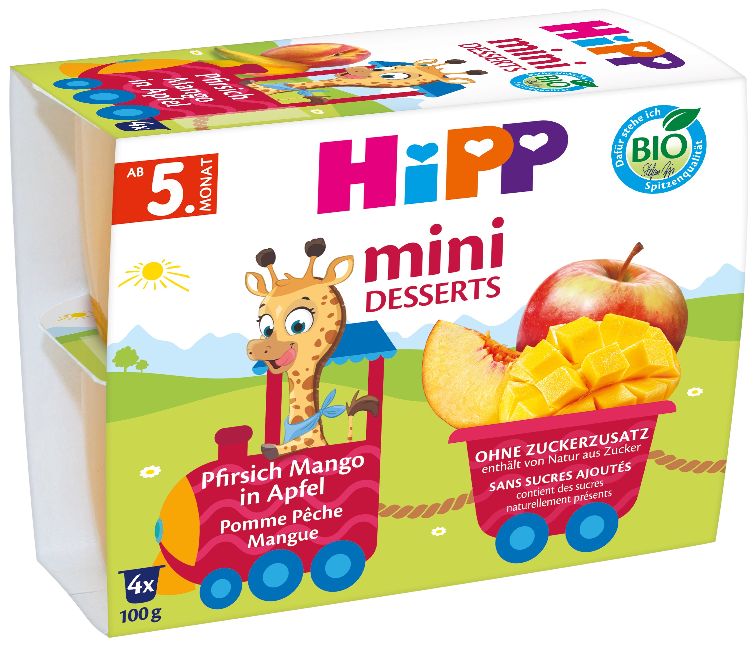 HIPP BIO Jablka s broskvemi 4 x 100 g