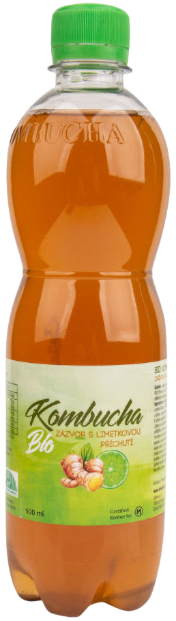 KOMBUCHA Stevikom zázvor s limetkovou příchutí BIO 500 ml