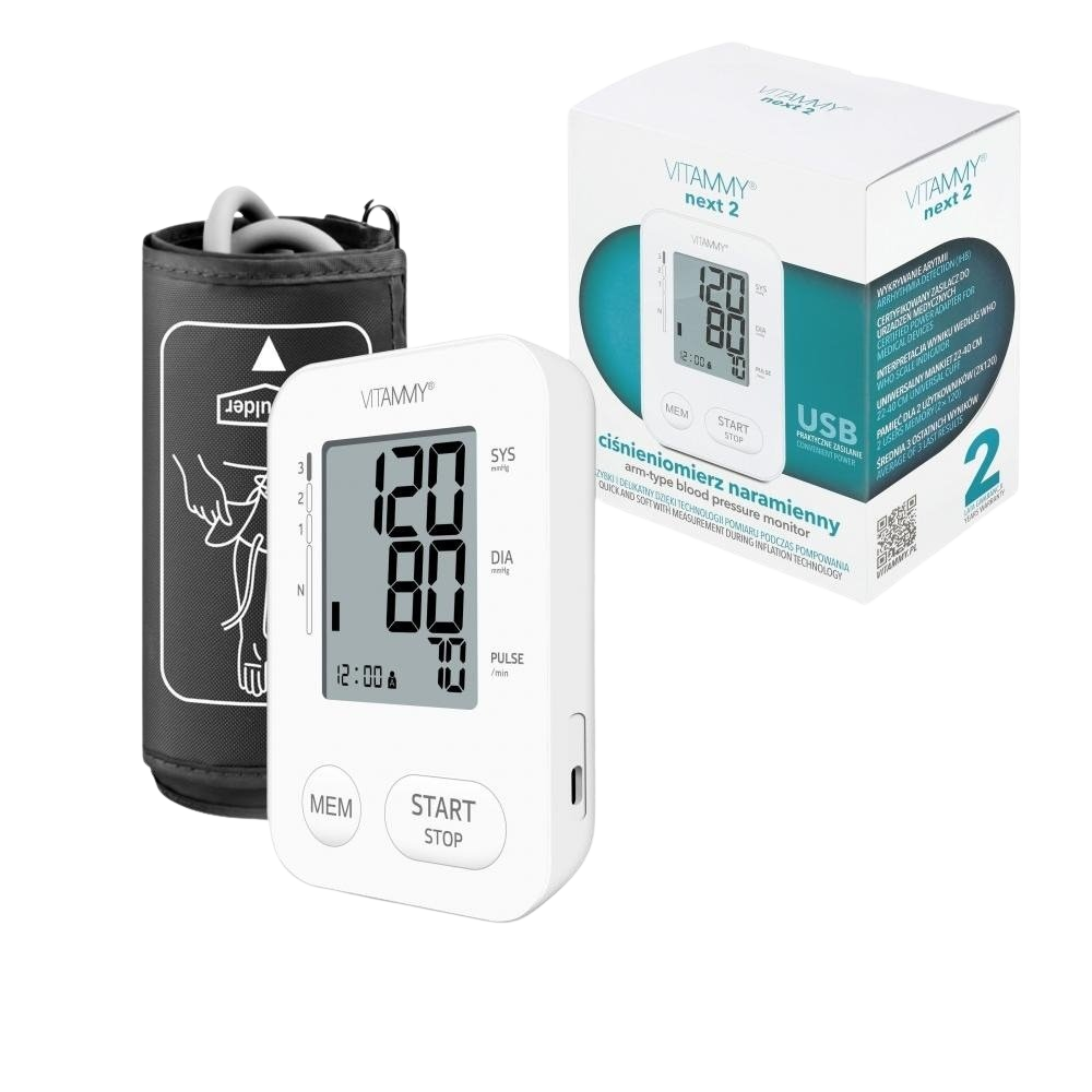VITAMMY Next 2 Ramenní tlakoměr s USB napájením a měřením při nafukování manžety