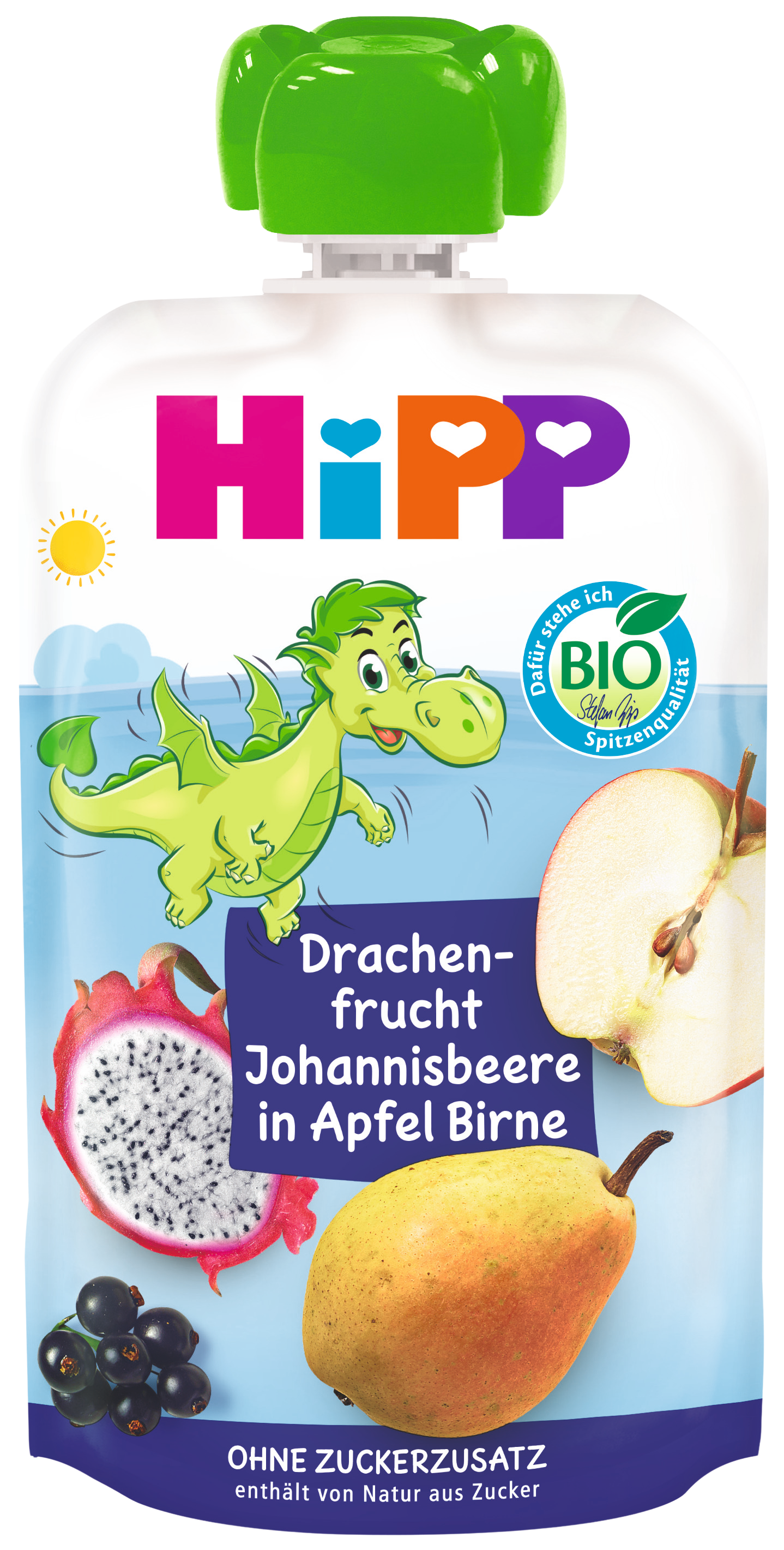 HIPP BIO Hippis 100% ovoce Jablko-Hruška-Dračí ovoce-Rybíz 100 g