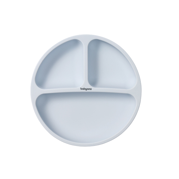 BABYONO Talíř silikonový s přísavkou - blue 6m+
