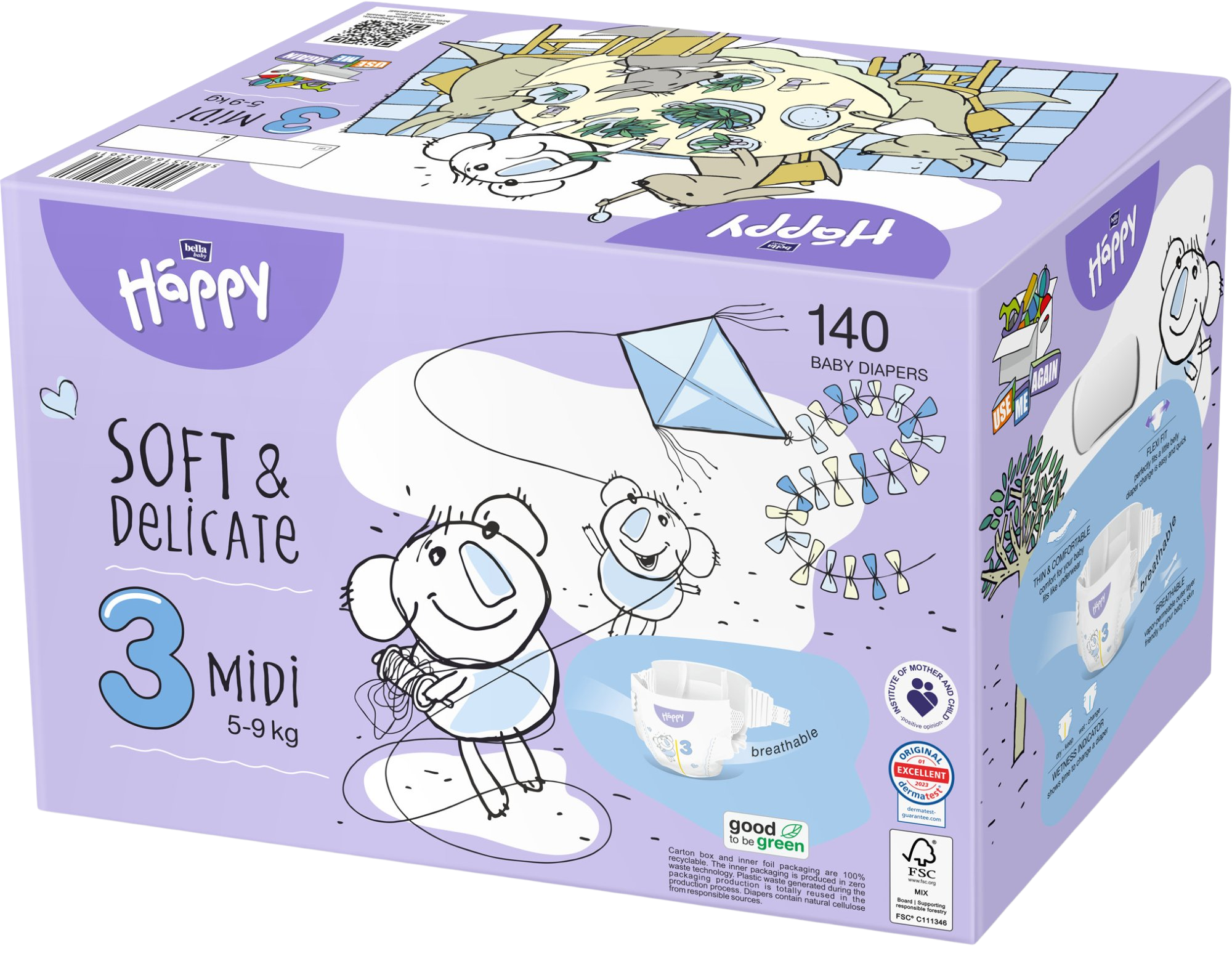 Fotografie Bella Baby HAPPY Soft&Delicate Midi Box 2 x 70 ks
