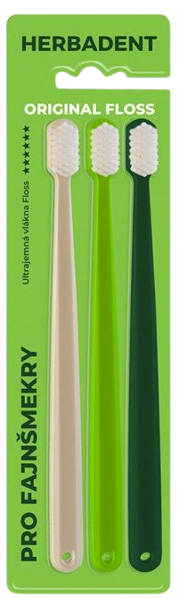 HERBADENT Original FLOSS Tripplepack zubní kartáček, ultra jemná kónická vlákna 3 ks