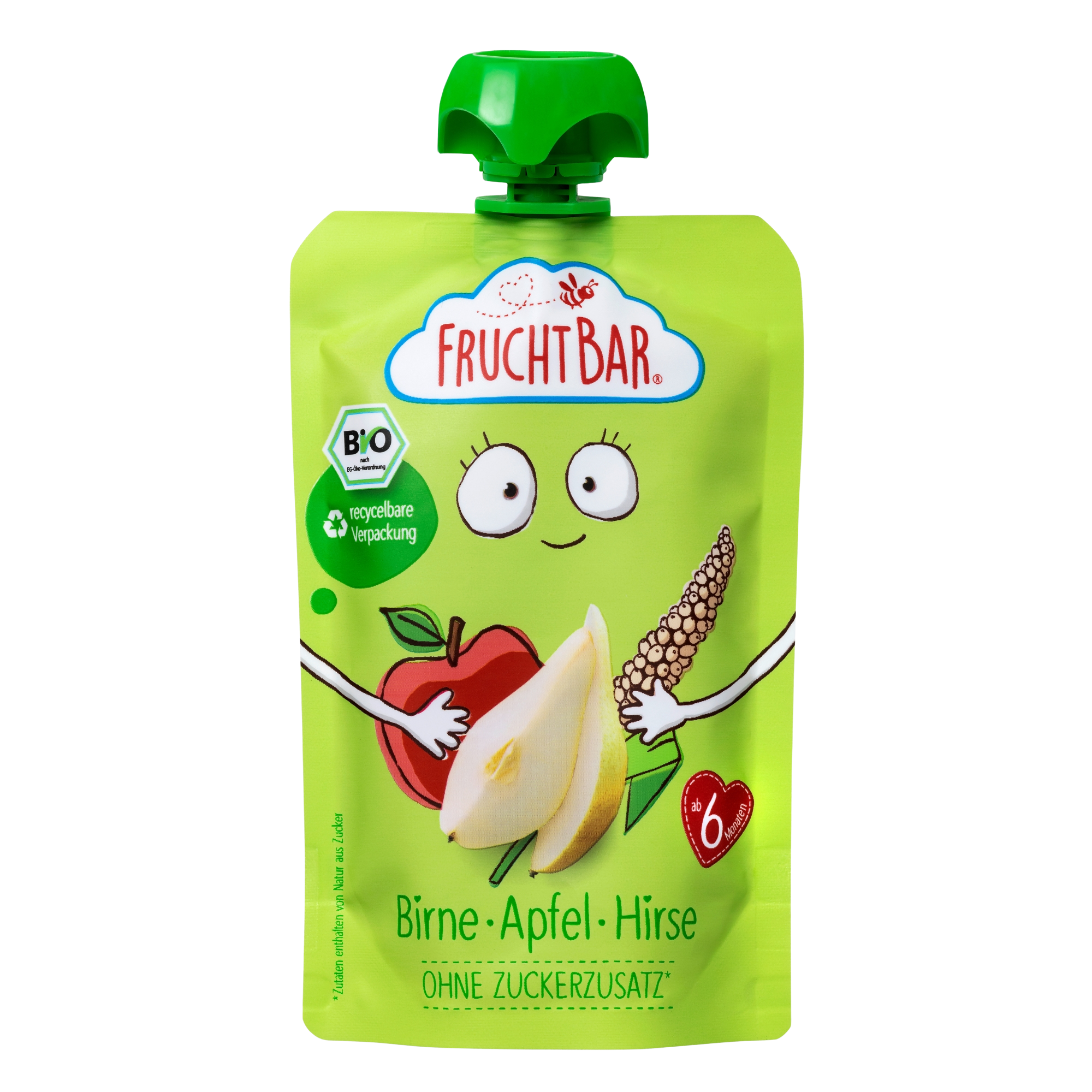 FRUCHTBAR BIO Ovocná kapsička s jablkem, hruškou a prosem 100 g