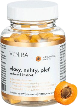 VENIRA Vlasy, nehty, pleť ve formě kostiček Meruňka 120 tablet