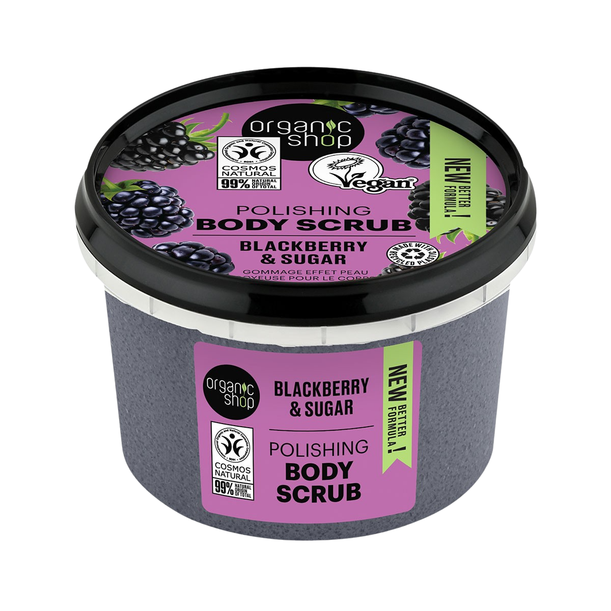 ORGANIC SHOP Vyhladzujúci telový peeling Ostružina a cukor 250 ml