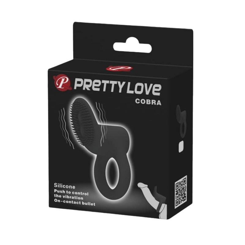 PRETTY LOVE Erekční kroužek Cobra černý