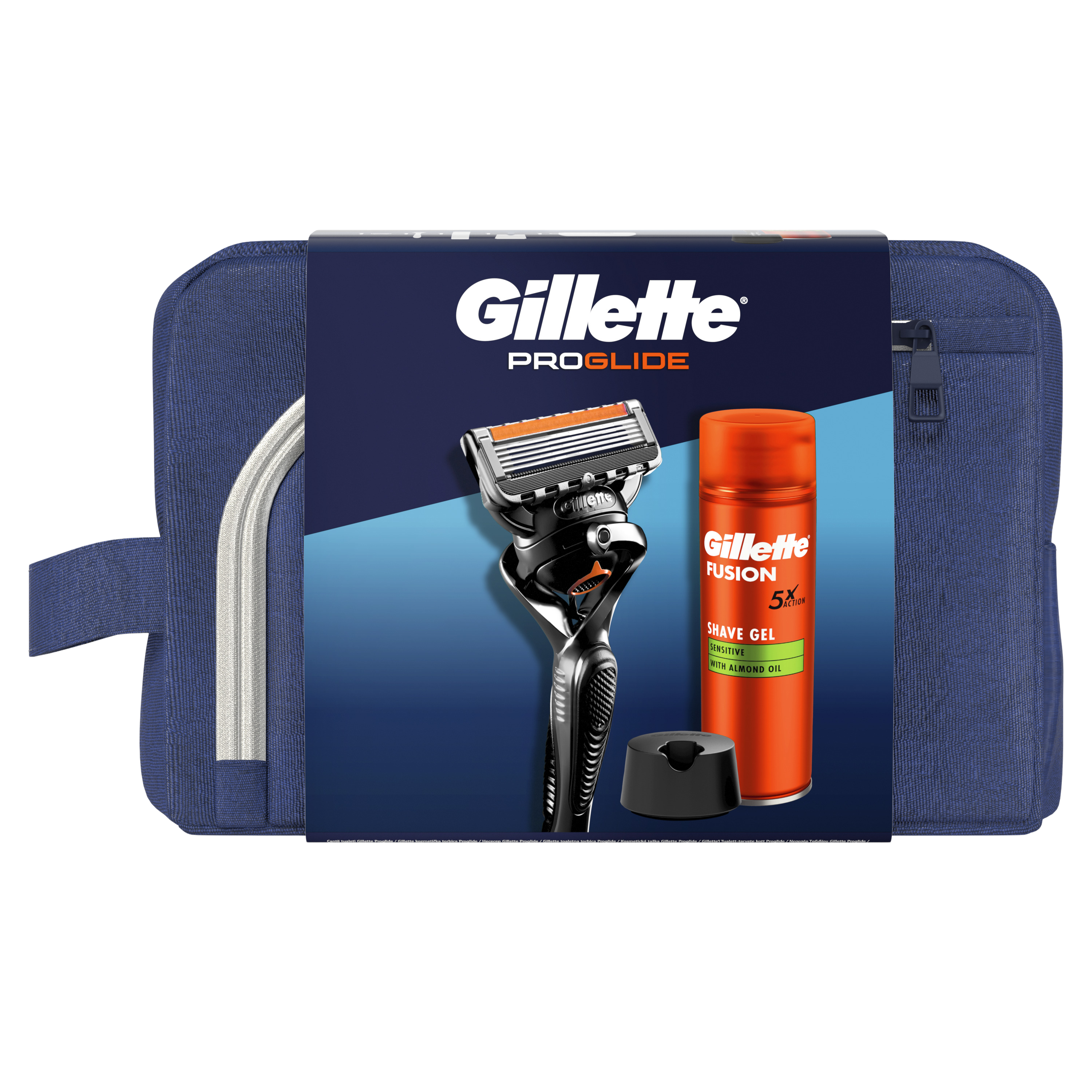 Gillette Xmass sada UEFA holicí strojek + 4 hlavice, taška a gel na holení 200 ml