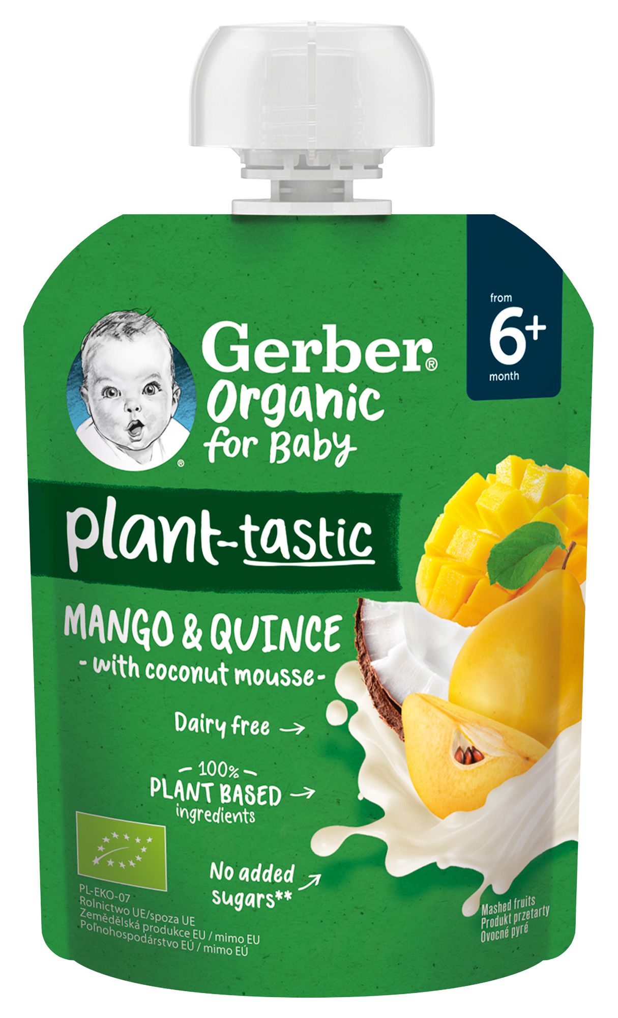 Levně GERBER Organic ovocná kapsička mango a kdoule s kokosovým mlékem 80 g