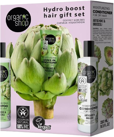 ORGANIC SHOP Dárková sada pro vlasy Hydro boost - šampon + kondicionér + bezoplachový kondicionér