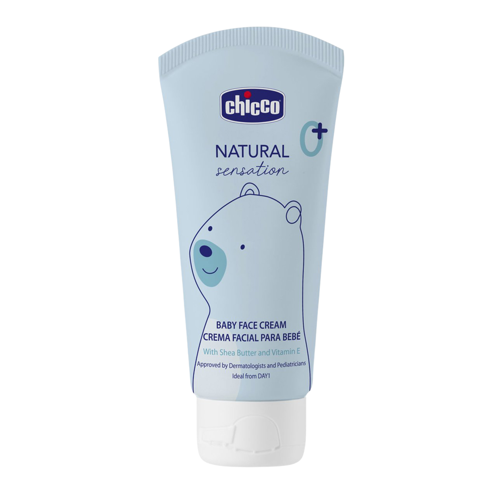 CHICCO Krém na dětskou tvář Natural Sensation s bambuckým máslem a vitaminem E, 0m+, 50 ml