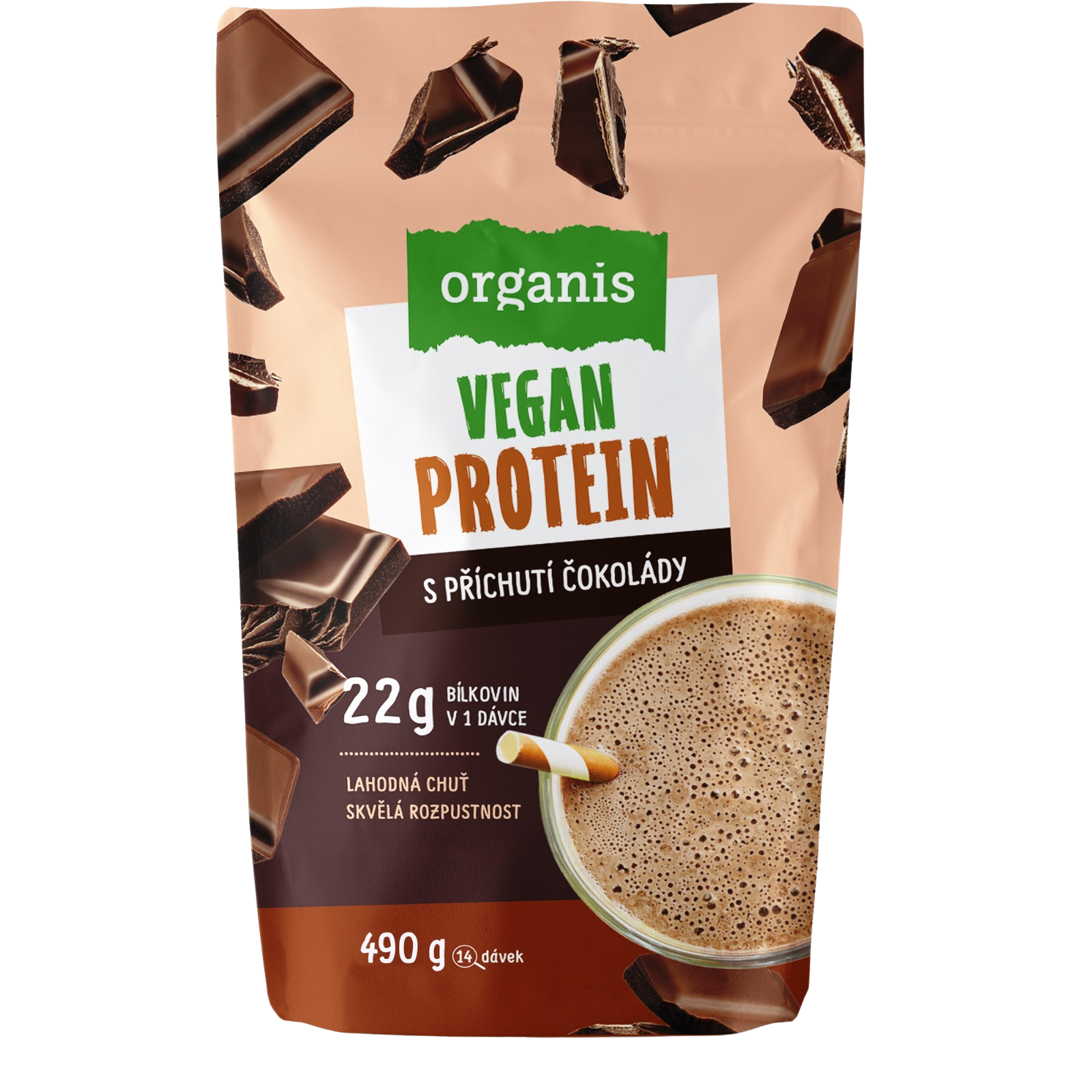 Organis Vegan Protein čokoláda 500g koupíte na Pilulka.cz