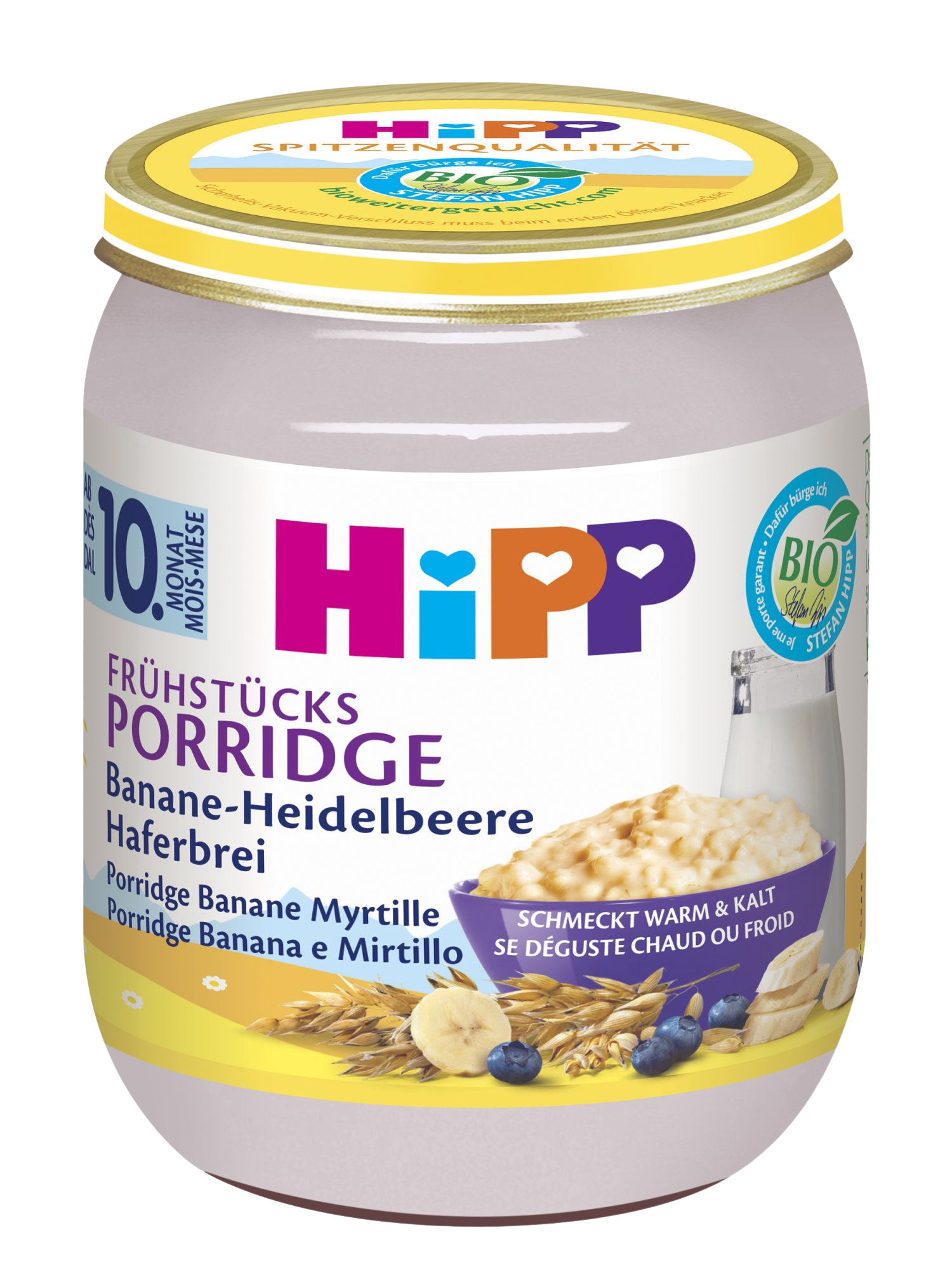 HIPP BIO Snídaňová ovesná kaše s banánem a borůvkami 160 g