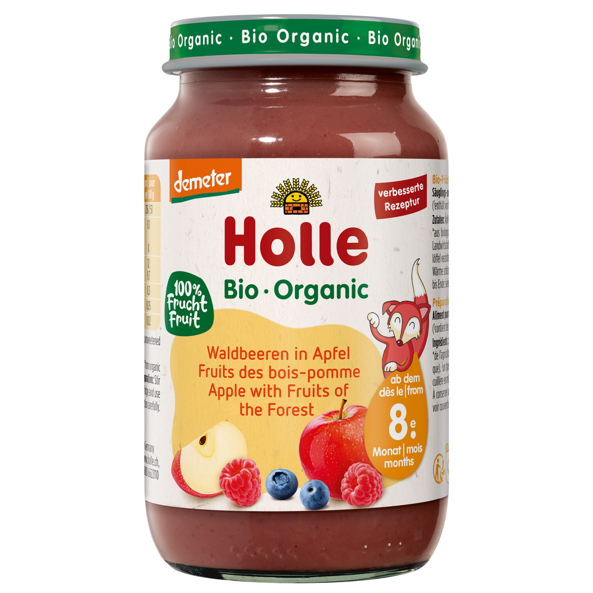 HOLLE Bio dětská přesnídávka Lesní plody v jablku 220 g