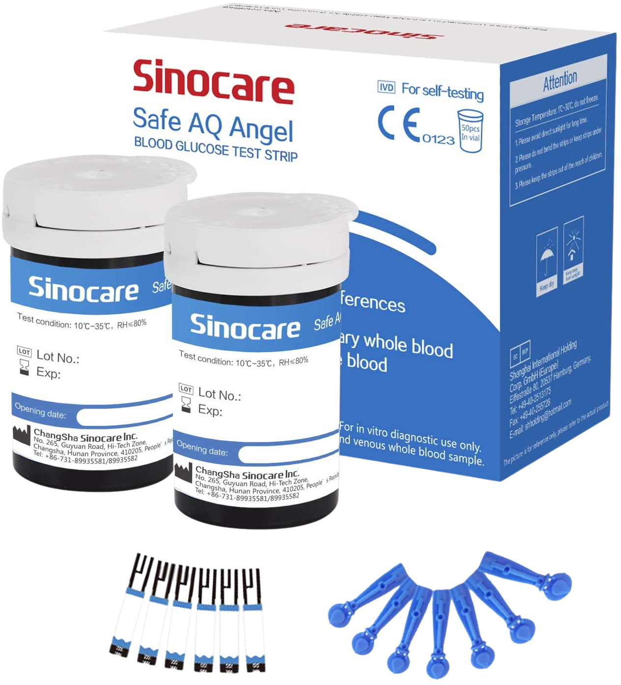 SINOCARE Safe AQ Angel set 50ks test. proužků + 50ks lancet