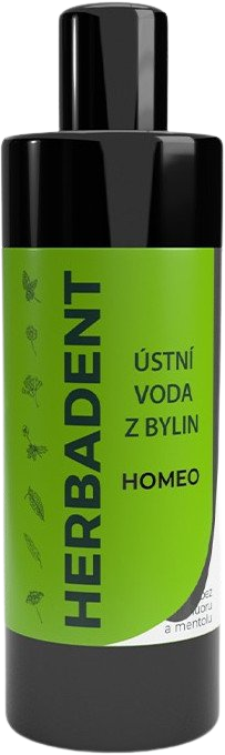 Fotografie Herbadent HOMEO bylinná ústní voda bez fluoridu a mentolu 400 ml