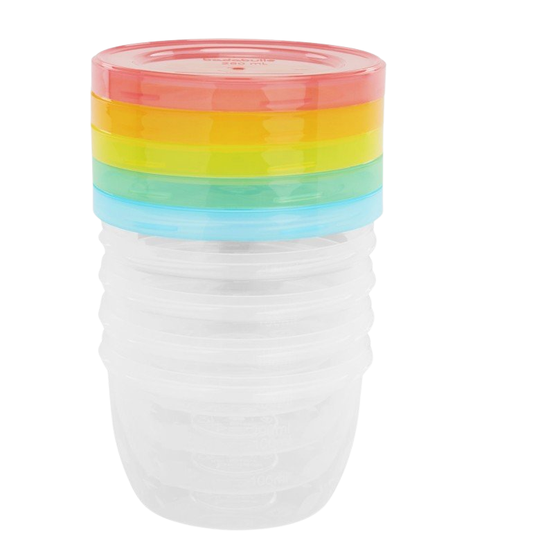 BADABULLE Misky s víčky MAXI FUN COLORS 250 ml 5 ks