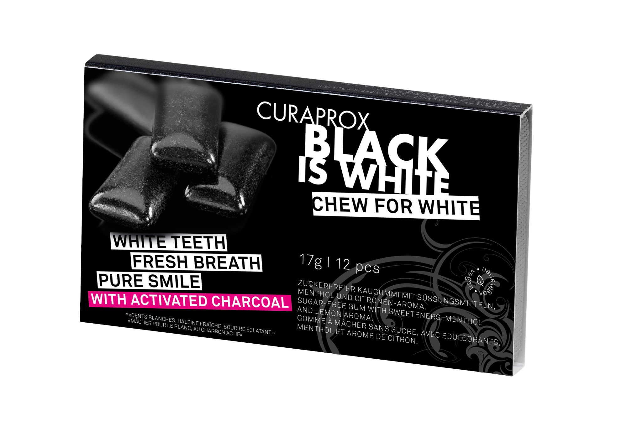 CURAPROX Black is White žvýkačky 12 ks
