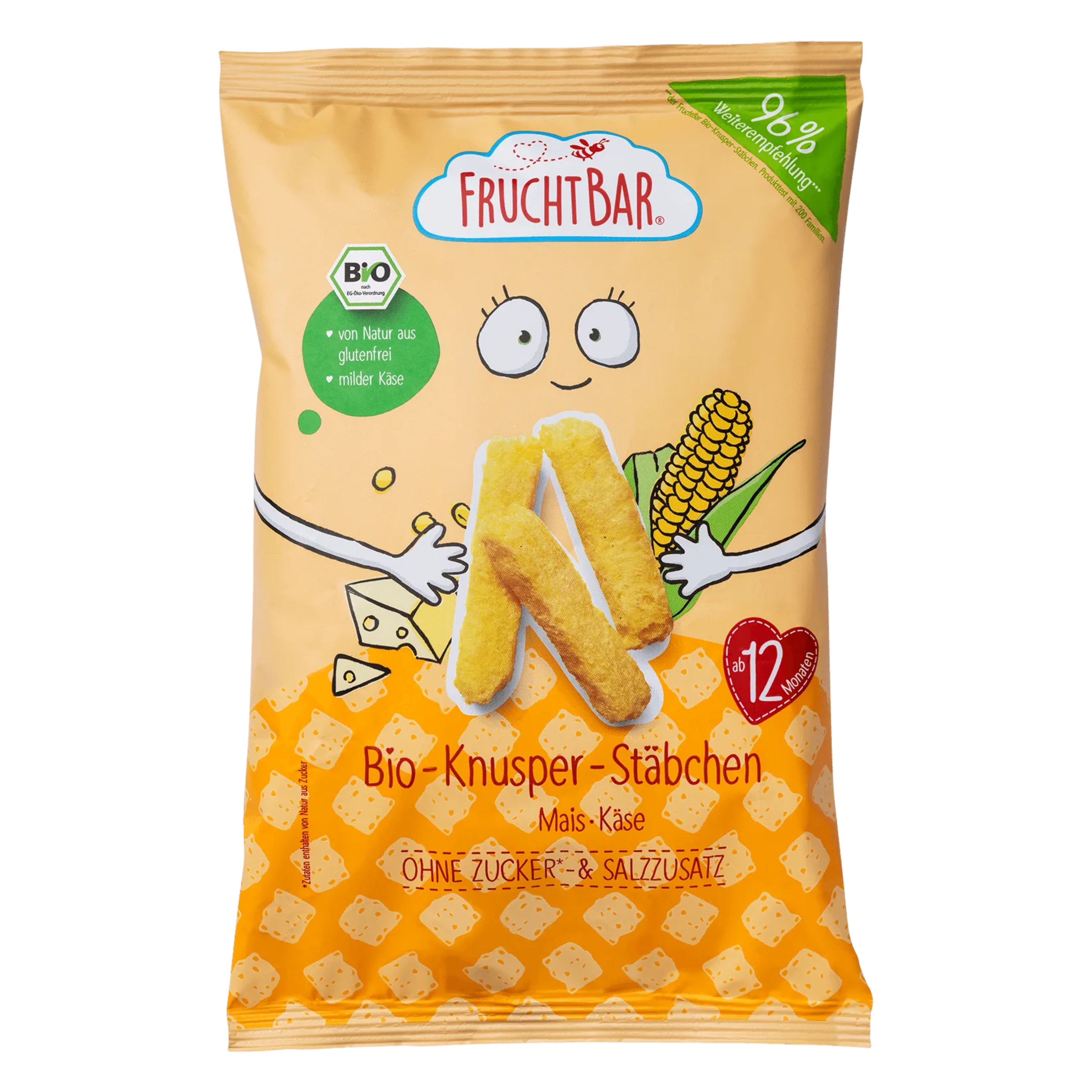 FRUCHTBAR BIO Kukuřičné křupky se sýrem nesolené 30 g