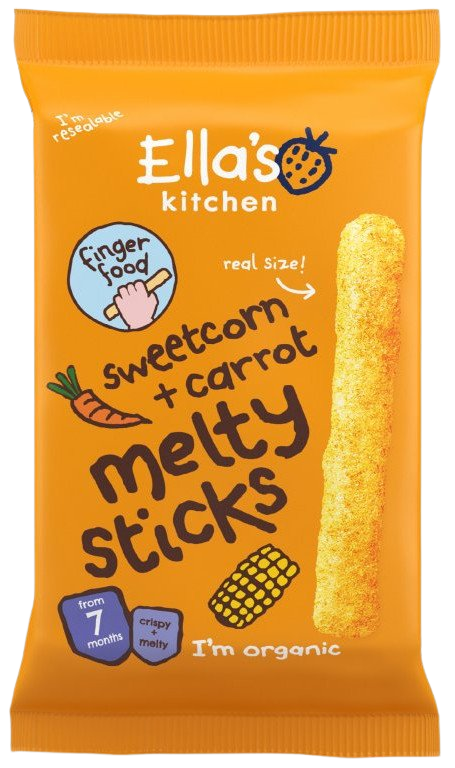 Ella's Kitchen BIO křupavé tyčky s kukuřicí a mrkví 16 g