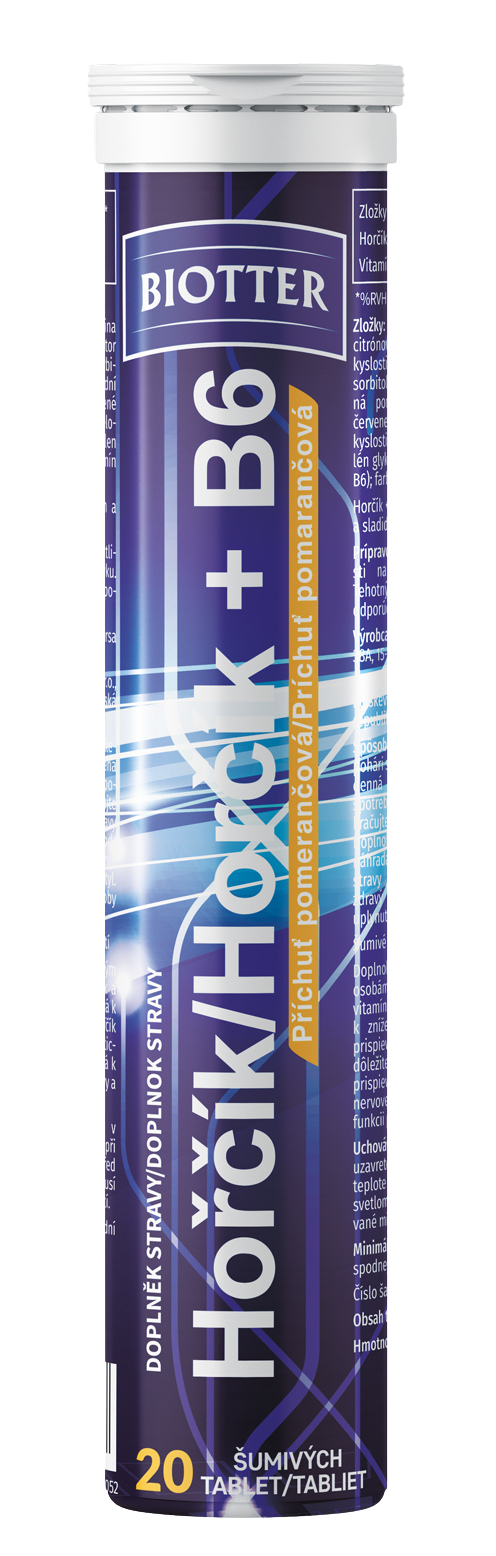BIOTTER Hořčík s vitaminem B6 pomeranč 20 šumivých tablet