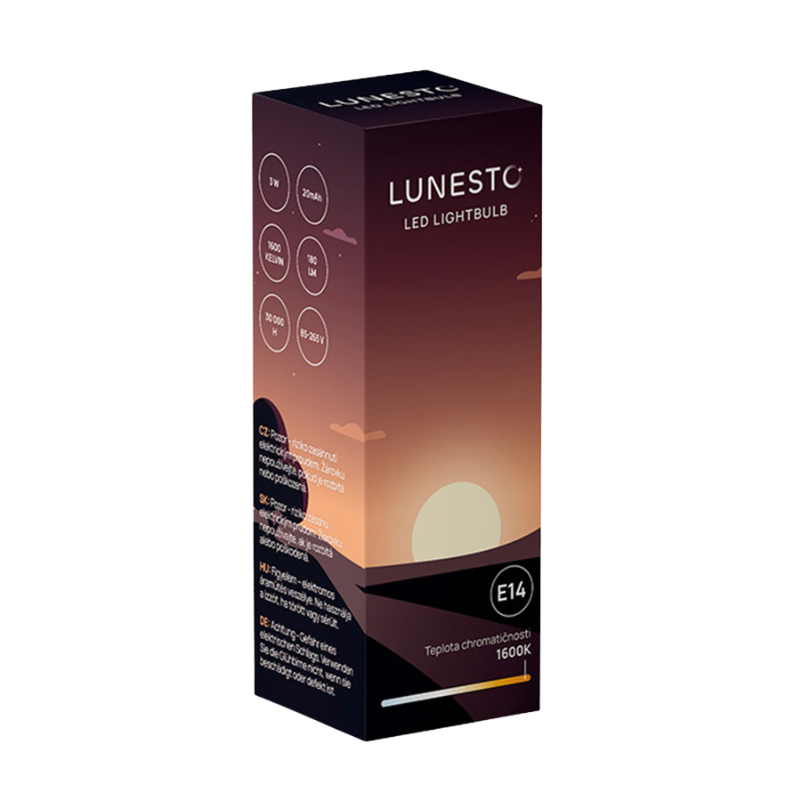 LUNESTO LED Oranžová žárovka E14 bez modré složky pro lepší spánek