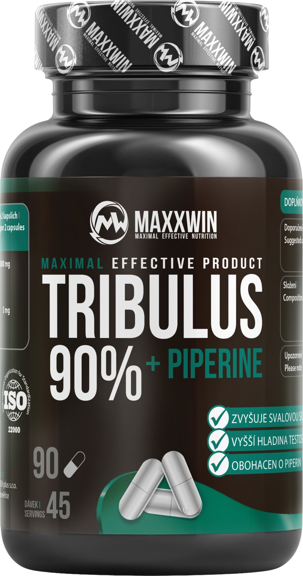 Maxxwin Tribulus 90% + Piperine 90 kapslí