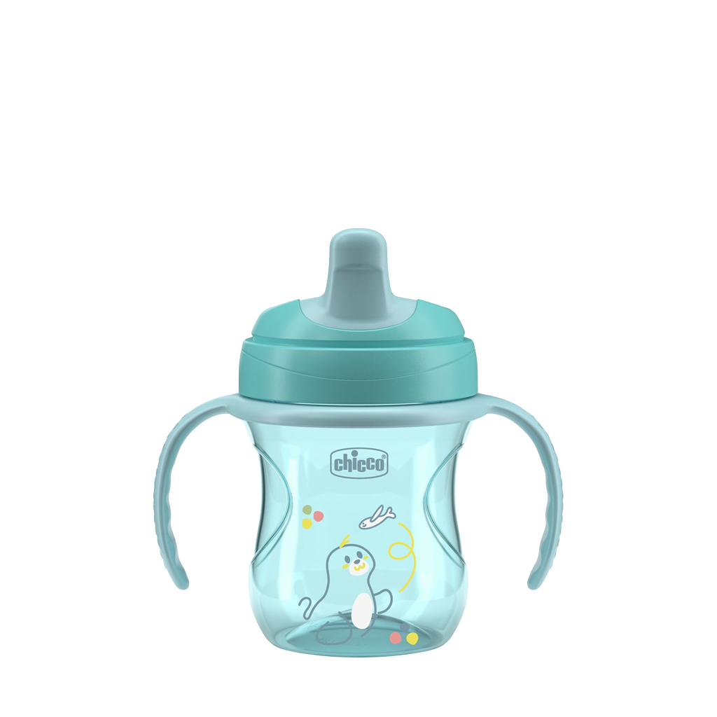 CHICCO Hrneček Training s držadly teal, 6m+ 200 ml