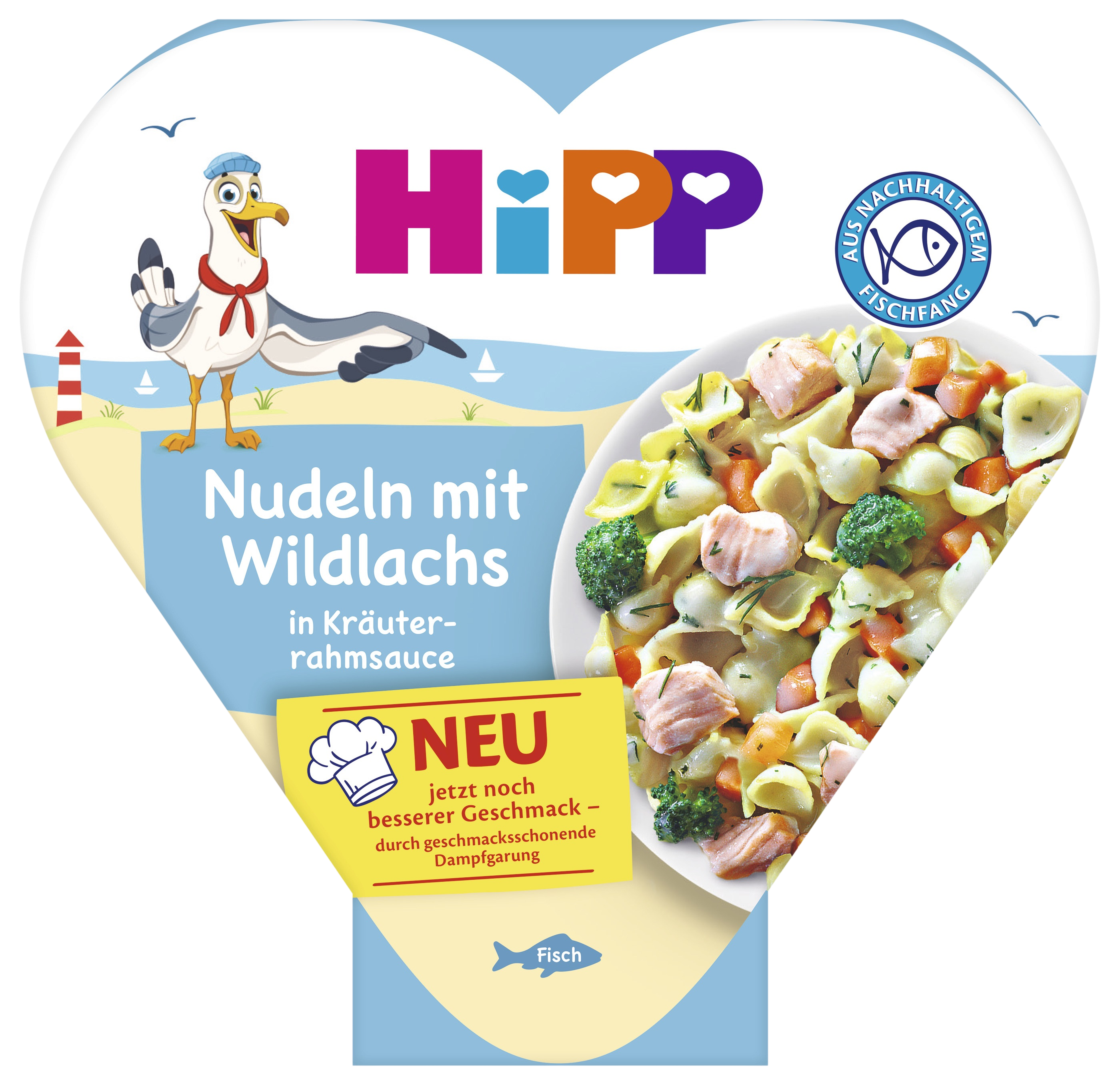 HIPP Těstoviny s divokým lososem s bylinkovo-smetanovou omáčkou 250 g