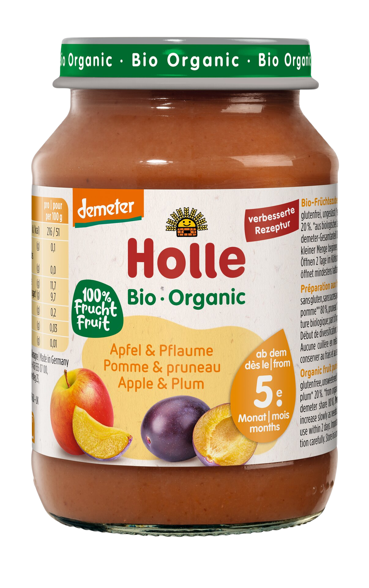 Fotografie Holle bio dětská přesnídávka Jablko a švestka 190 g