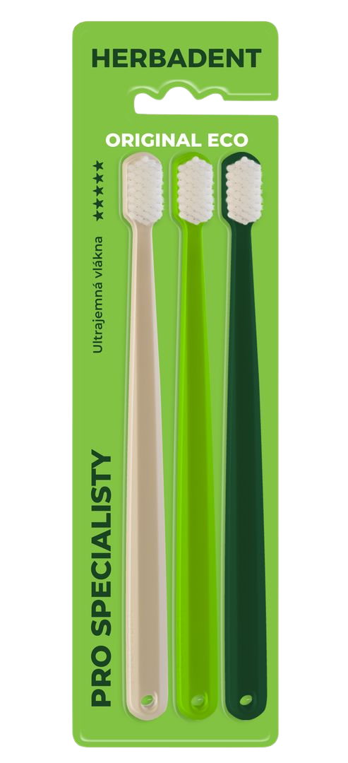 HERBADENT Original ECO 5* Tripplepack Zubní kartáček, ultra jemná vlákna, v blistru 3 ks